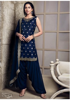 Dark Blue Georgette  Patiyala